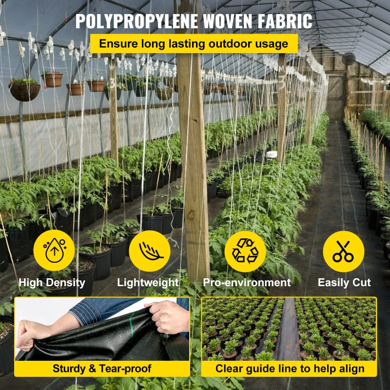 Happybuy 3FTx300FT حاجز الأعشاب القماش المناظر الثقيلة 3.2OZ، حصيرة حديقة حجب الأعشاب المنسوجة، قماش التحكم في الأعشاب في الحديقة، قماش تصريف الجيوتكستايل، قماش تنسيق الحدائق لتغطية الأرضيات - Image 3